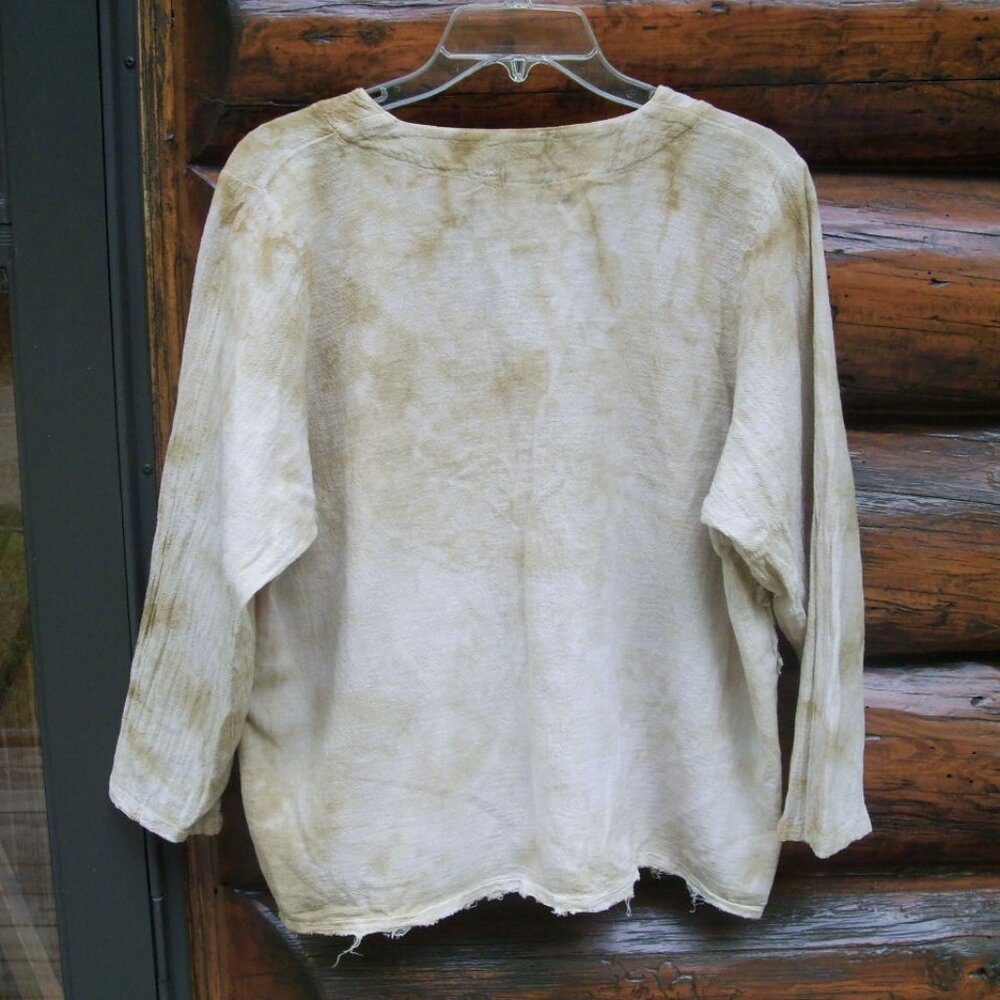 EUC Vintage Boho Tie-Dye Fringe Frayed Gauze Mid Length Top SZ M/L - Picture 2 of 3